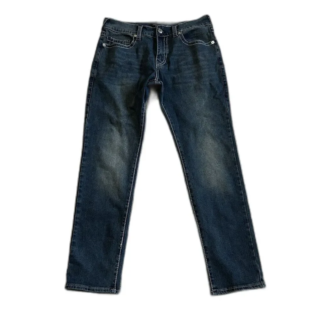 True Religion Jeans Mens 34 Blue Denim Rocco Relaxed Skinny 34x31